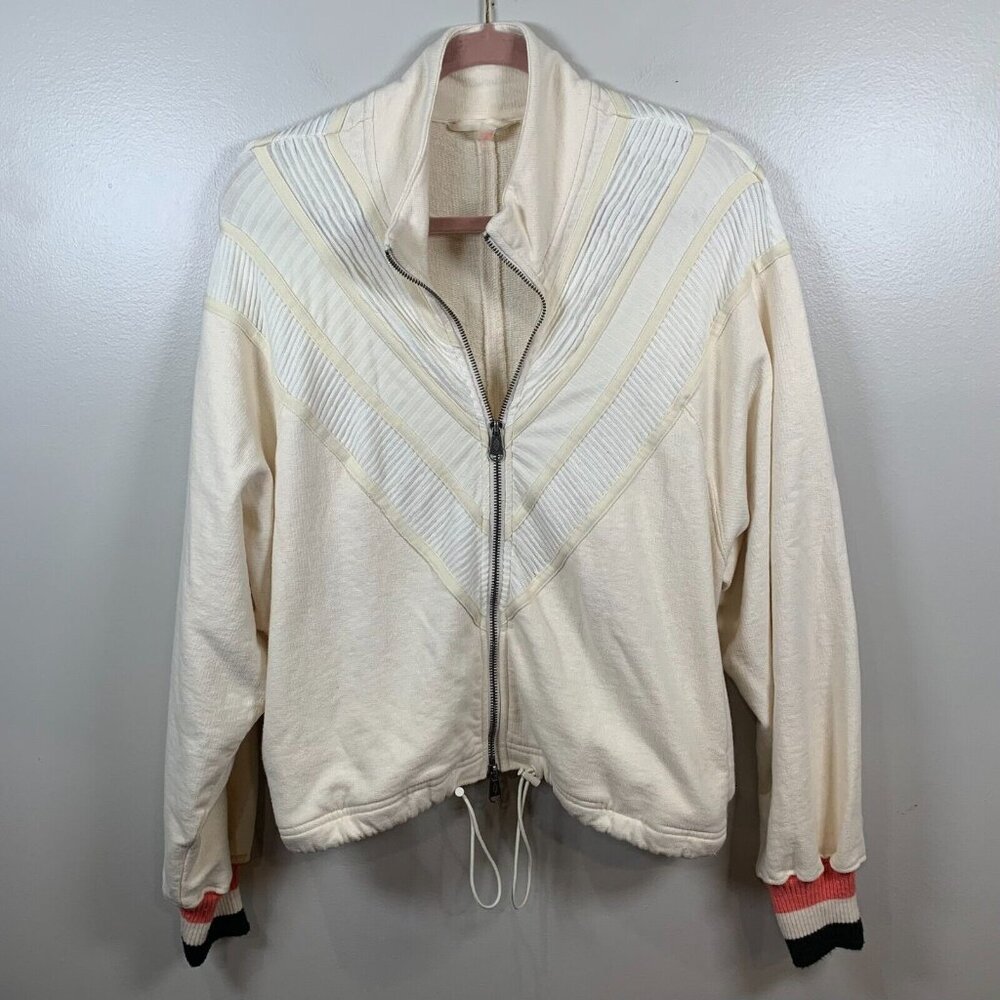Free People FP Movement Early Riser Track Jacket in Ivory Size Medium